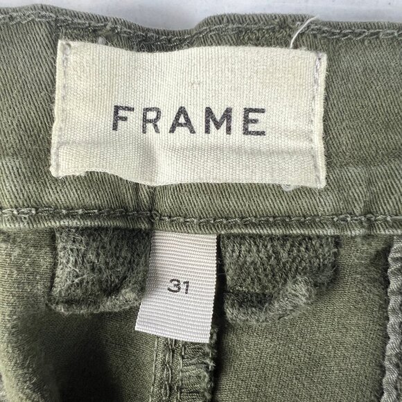 Frame Pants Women's 33x30* Le Tomboy Wide Leg Dark Green Stretch Trousers Tag 31 - Picture 7 of 16